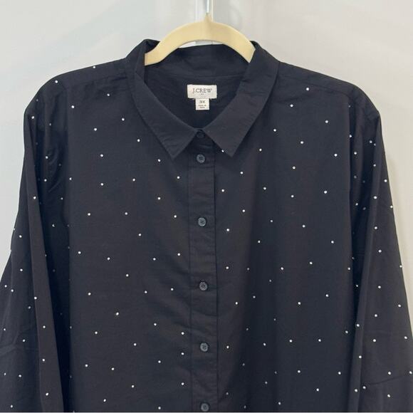 NWT J. Crew 3X Rhinestone modern button-down Black Cotton Lightweight CE968 - Picture 4 of 12